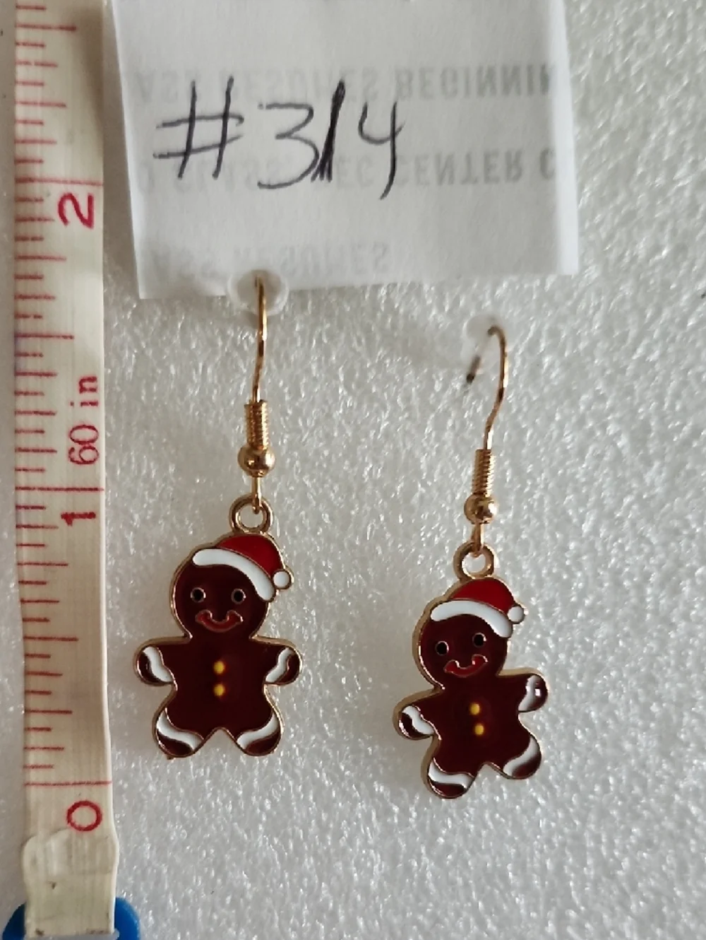 Hand Crafted Red Gingerbread Santa Hat Earrings